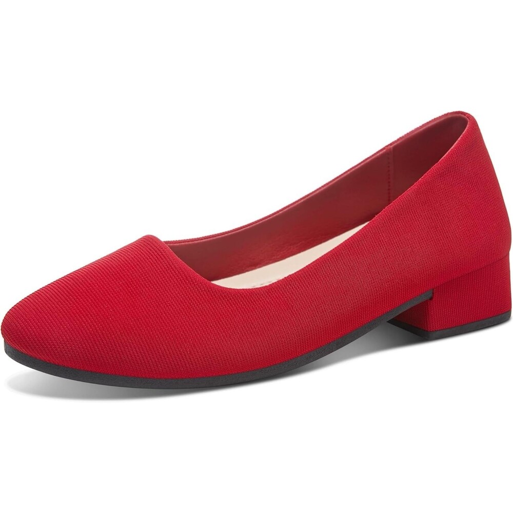 ALTOCIS Low Block Chunky Heel Pumps Round Toe Platform Red Women’s Size 10
